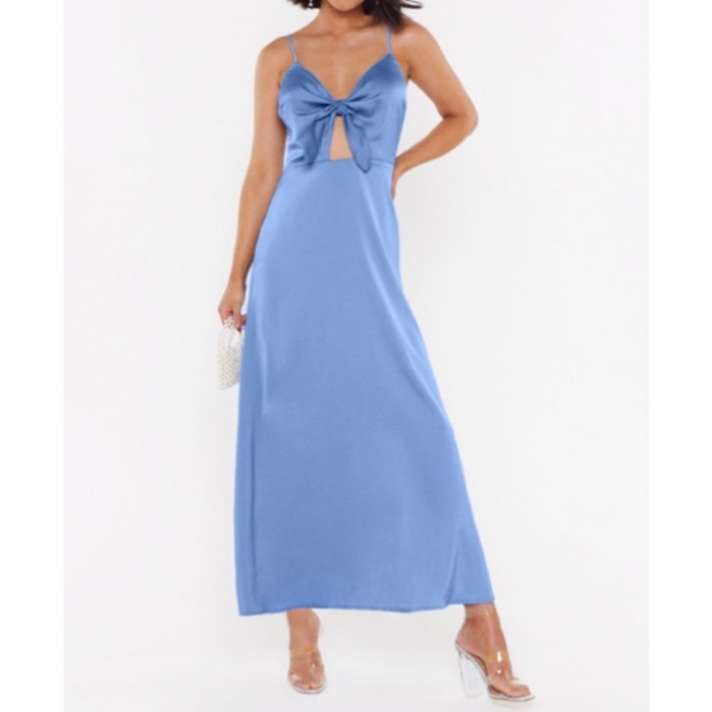 NASTY GAL Knot Satin Tie Dress